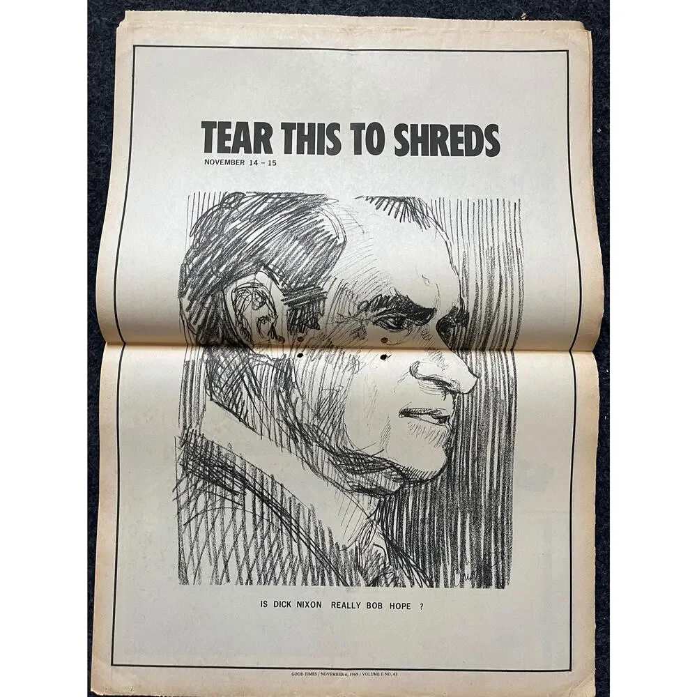 1969 Leftist Newspaper Vintage Ephemera Gifts, Vintage Zine, Good Times Decor,